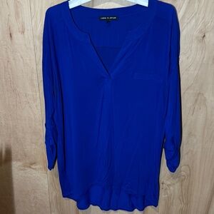 Women's M Blue Cable and Gauge 3/4 Sleeve Blouse
